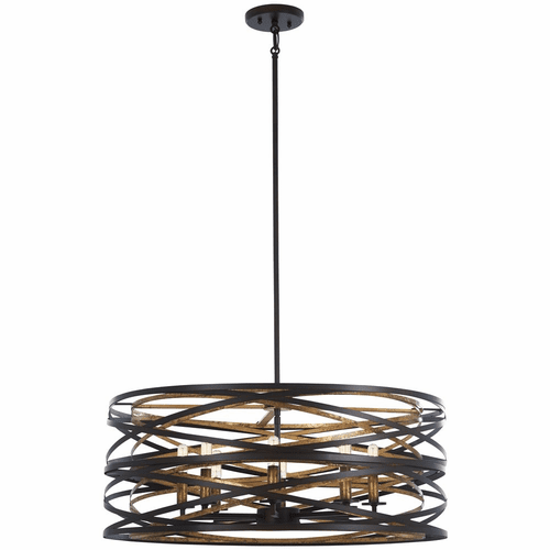 Vortic Flow Pendant - Dark Bronze W/Mosaic Gold Inte - 4678-111