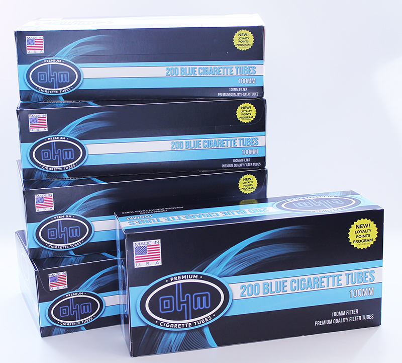 myo tobacco Ohm Blue (Light) 100mm 200ct Carton RYO/MYO Tubes