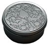 Cavalier Moist Snuff Keeper - Embossed Metal 2 3/4" Diameter