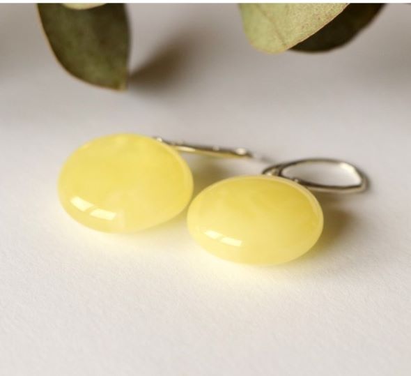 Boucles D'oreilles Femme En Ambre Balte Et Argent Sterling - Butterscotch & Amber - Pologne