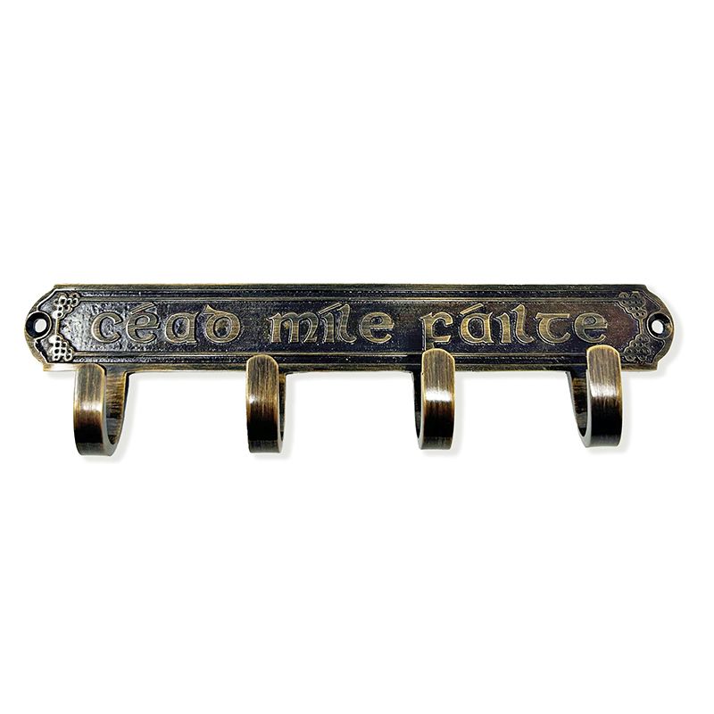 Exclusively Irish Brass Cead Mile Failte Key Holder / 4 Hooks