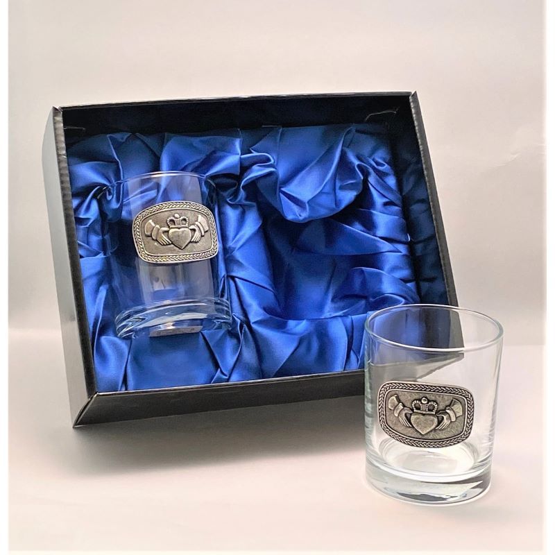 Irish Claddagh Pewter Whiskey Glass Set of