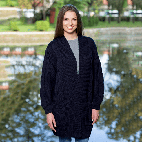 Ladies Long Open Front Drape Cardigan | SAOL | Keilys.com