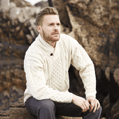 Men's One Button Shawl Collar Wool Cable Sweater | SAOL | Keilys.com