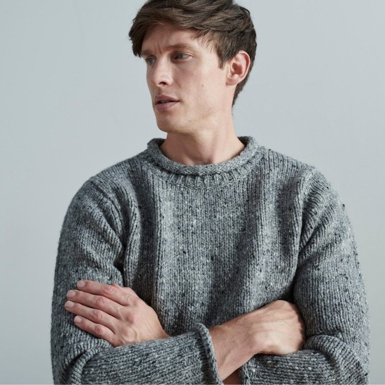 Mens Aran Roll Neck Fisherman