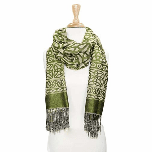 Women Celtic Trinity Knot Pashmina Scarf - Light Green