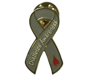 PinMart Grey Diabetes Awareness Ribbon Pin - Cloisonné Enamel Pin For Fundraisers & Support