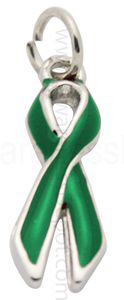 Liver Cancer Awareness Ribbon Charm - Green