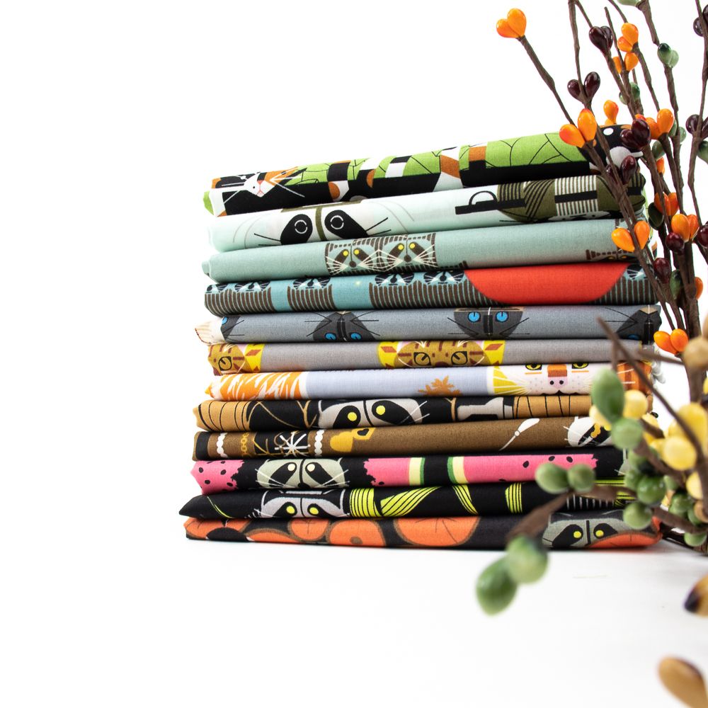 Charley Harper for Birch Organic Fabrics, Cats and Raccs, Racc And Ruin