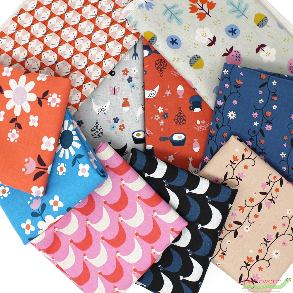 Kimberly Kight for Cotton and Steel, Welsummer, Daisy Vines Peachy