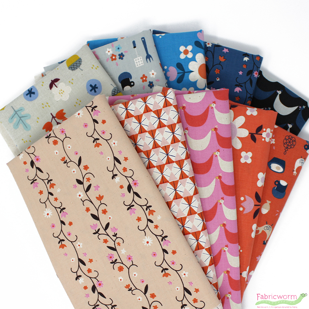 Kimberly Kight for Cotton and Steel, Welsummer, Daisy Vines Peachy