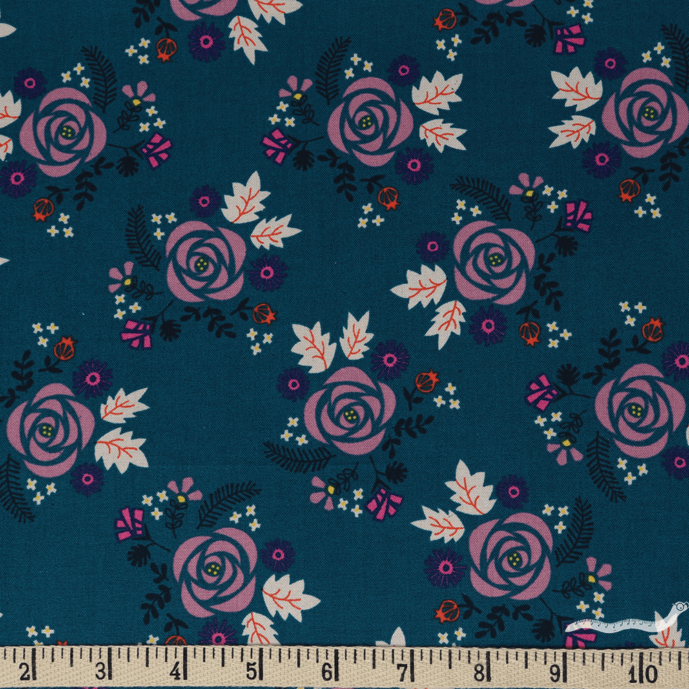 Rashida ColemanHale for Cotton and Steel, Akoma, Wildflower Teal