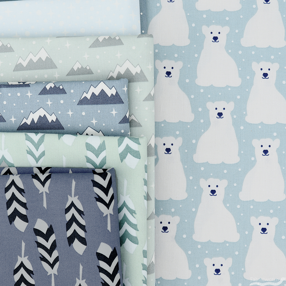 Elizabeth Hartman for Robert Kaufman, Arctic, Sea in FAT QUARTERS 5 Total