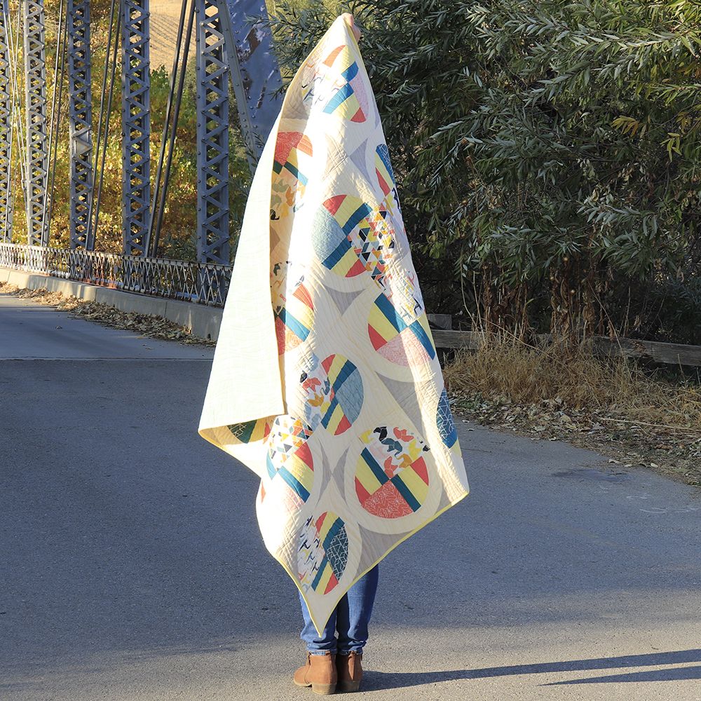 Modern Fans Quilt Kit Featuring Birch Organic Fabrics Geogami (PRECUT)