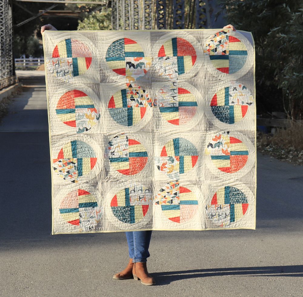 Modern Fans Quilt Kit Featuring Birch Organic Fabrics Geogami (PRECUT)