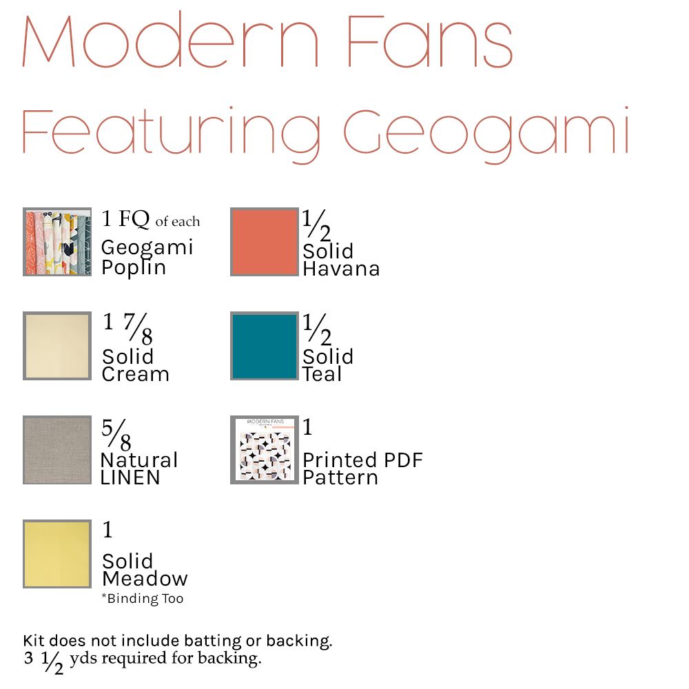 Modern Fans Quilt Kit Featuring Birch Organic Fabrics Geogami (PRECUT)
