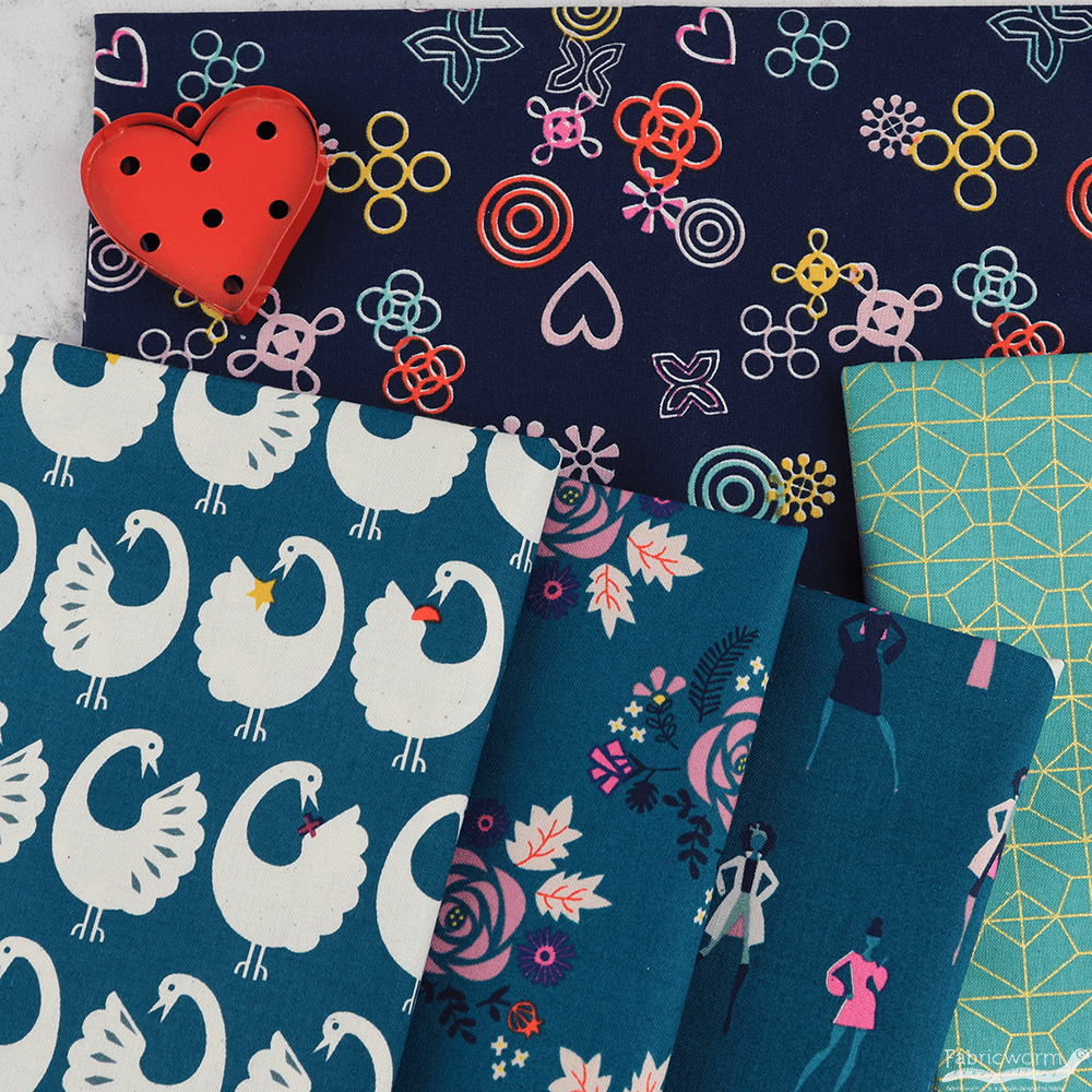 Rashida ColemanHale for Cotton and Steel, Akoma, Geo Grid Sky Metallic