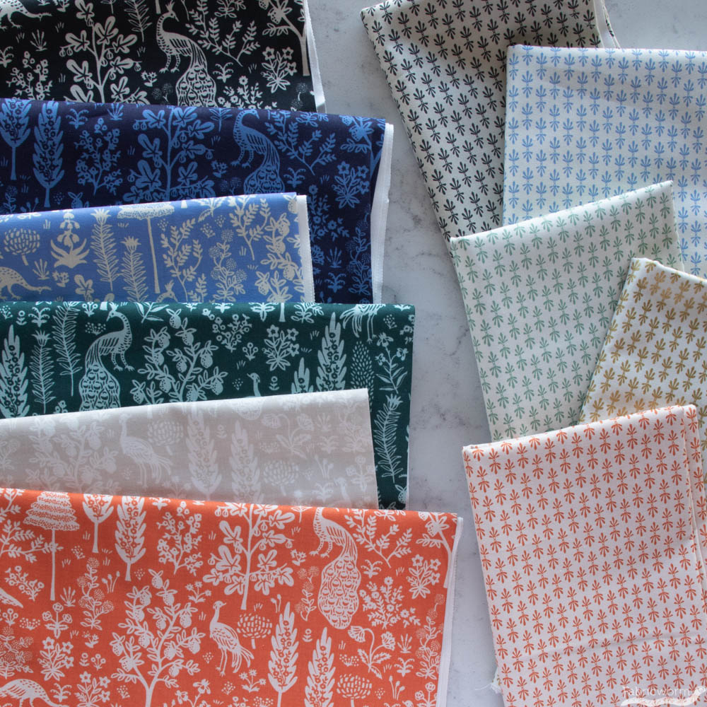 Rifle Paper Co. for Cotton + Steel, Camont, Menagerie Silhouette Blue