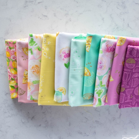 Vanessa Lillrose & Linda Fitch for Robert Kaufman, Rose Lemonade Precut HALF YARDS 10 Total