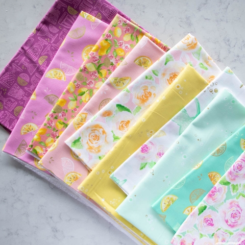 Vanessa Lillrose & Linda Fitch for Robert Kaufman, Rose Lemonade Precut HALF YARDS 10 Total