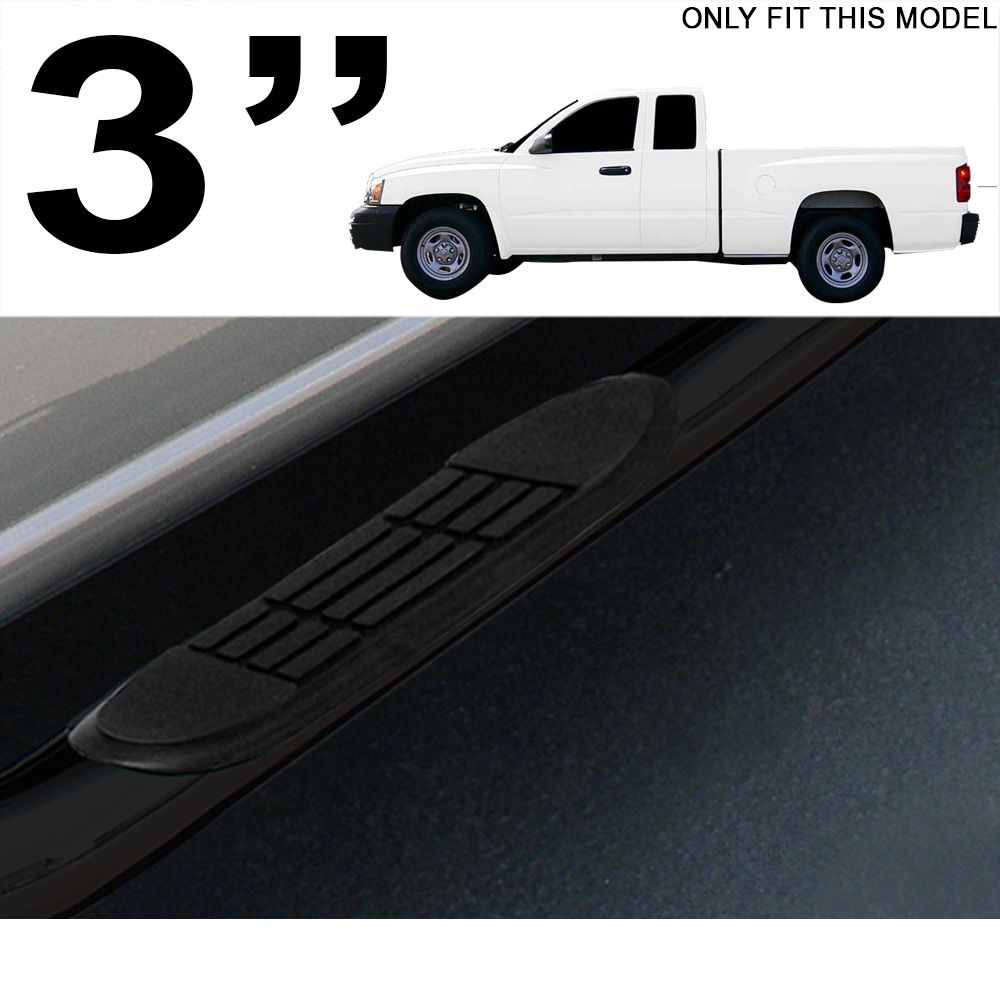 0004 Dodge Dakota Quad/Crew 3" Side Step Nerf Bars HD Black