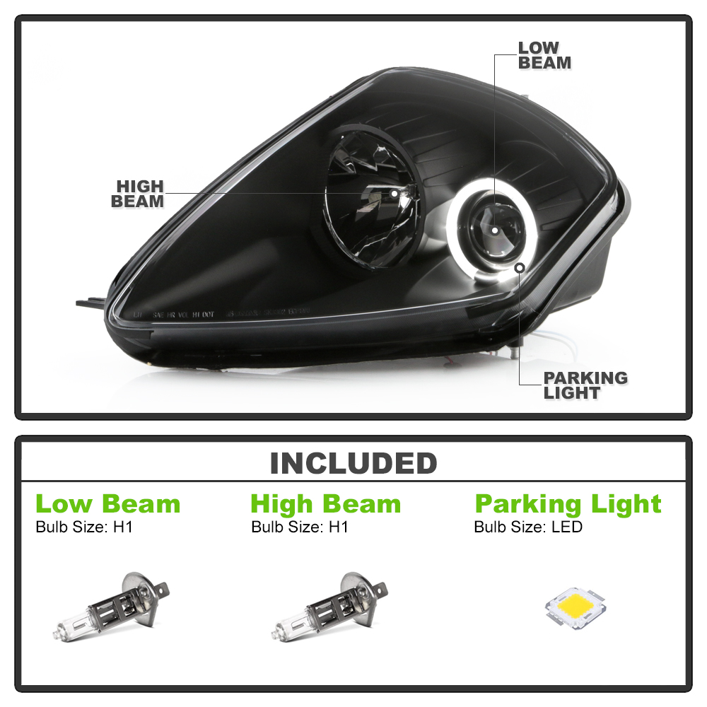 0005 Mitsubishi Eclipse Angel Eye Halo Projector Headlights Black