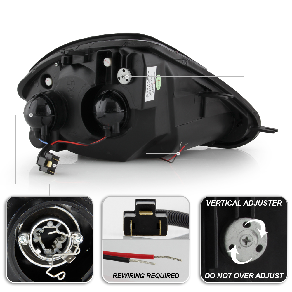 0005 Mitsubishi Eclipse Angel Eye Halo Projector Headlights Black