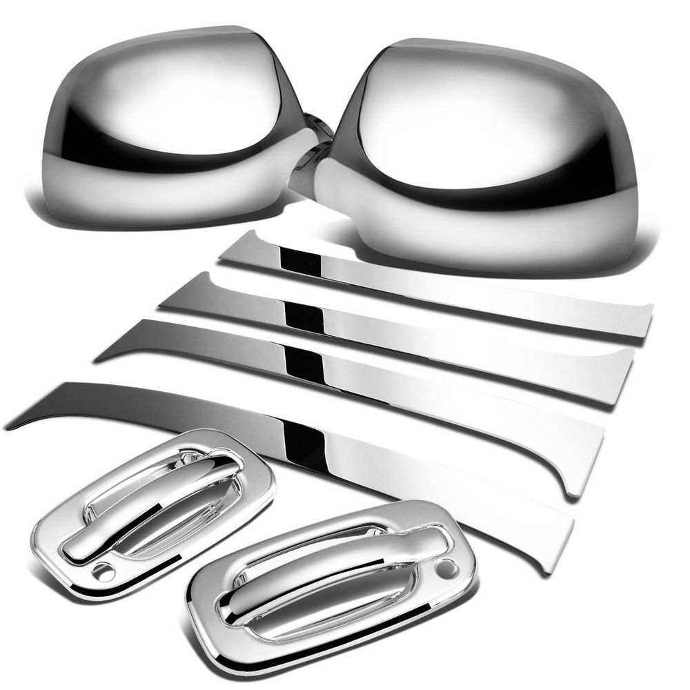 0106 GMC Sierra 2DR Chrome Door Handle + Mirror Cover + Pillar Cover Trim