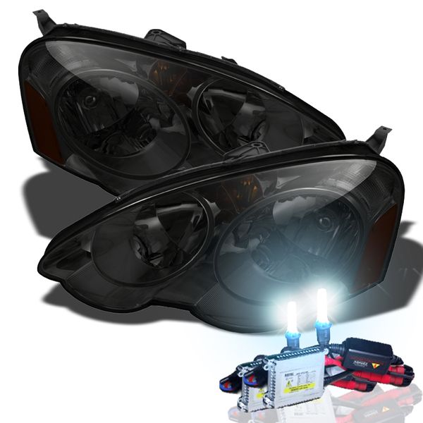 HID Xenon + 0204 Acura RSX JDM Style Crystal Headlights Smoked