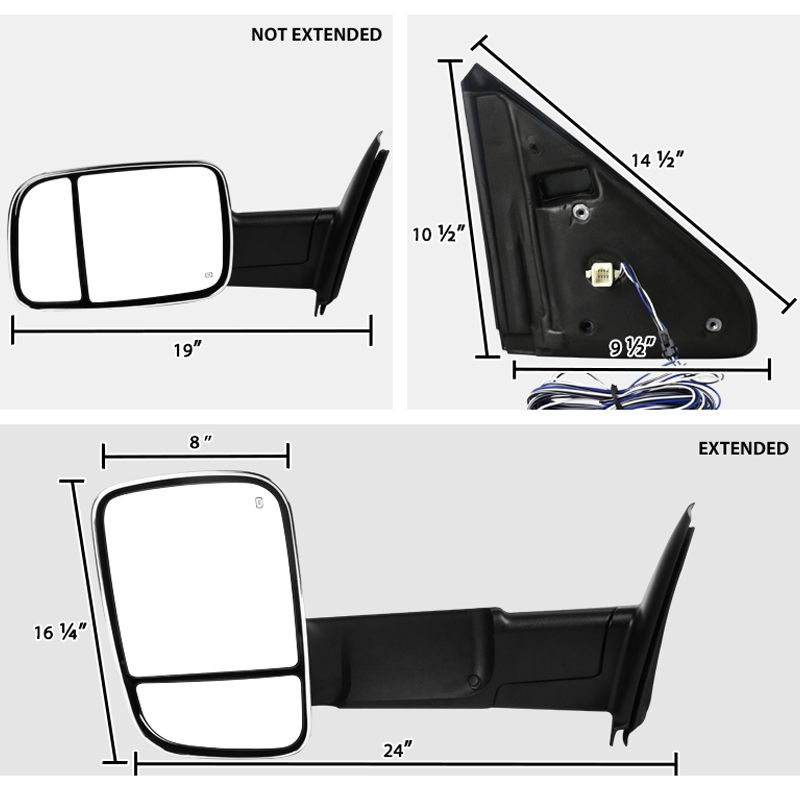 Factory Style Tow Mirrors 0208 Dodge Ram 1500 / 0309 2500 3500