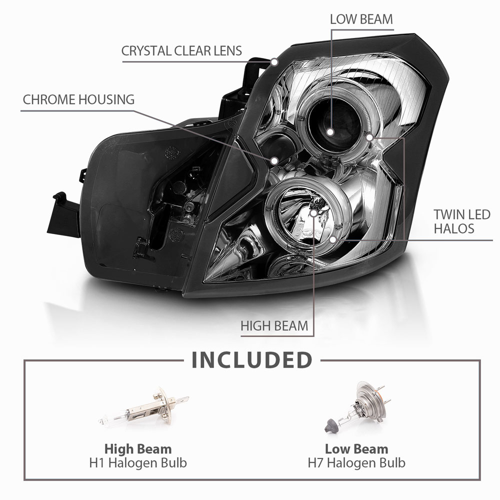 03-07 Cadillac CTS [Halogen Model] VIP CCFL Halo Projector Headlights ...