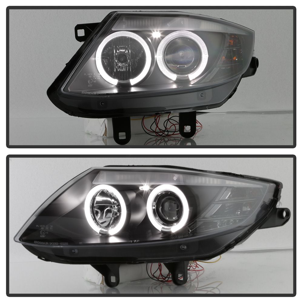 Spyder 03-08 BMW Z4 E85 Angel Eye Halo Projector Headlights - Black