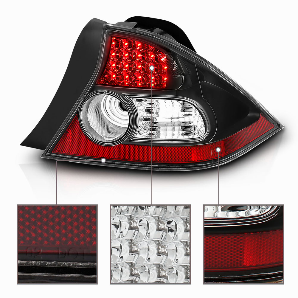 0405 Honda Civic 2 Door LED Tail Lights Black