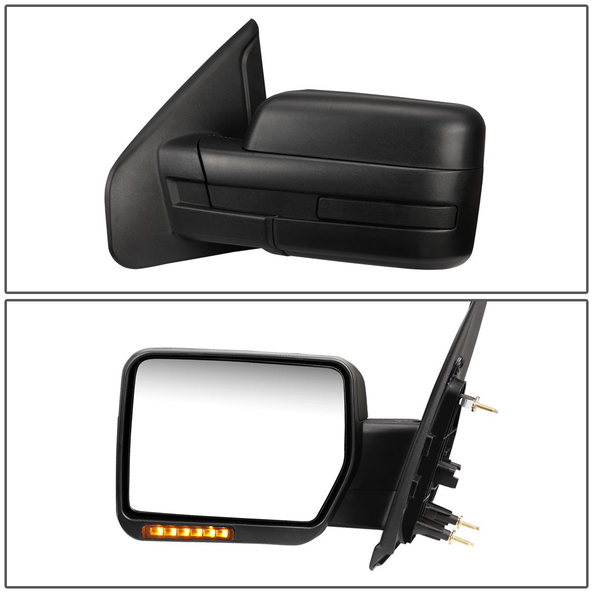 Factory Style Tow Mirrors 0414 Ford F150 Black Amber Signal