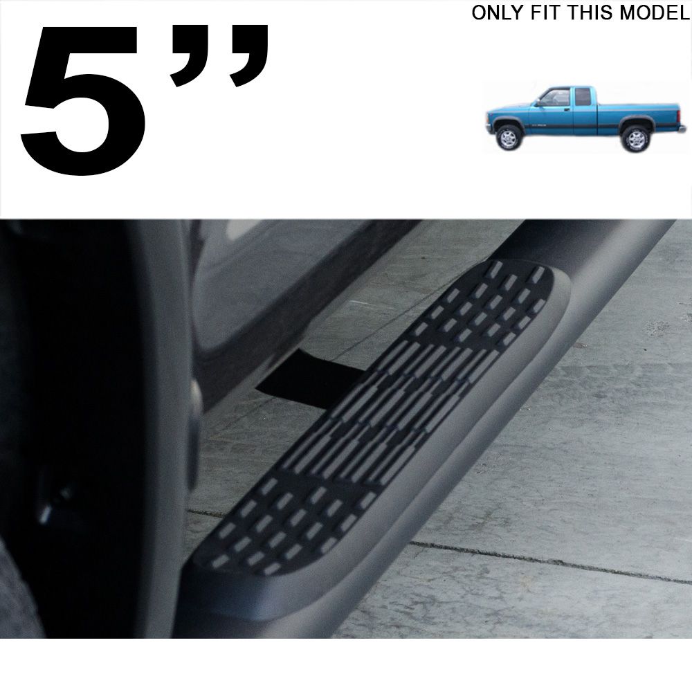 0511 Dakota Club/Extended 5" Oval Side Step Nerf Bars Matte Black