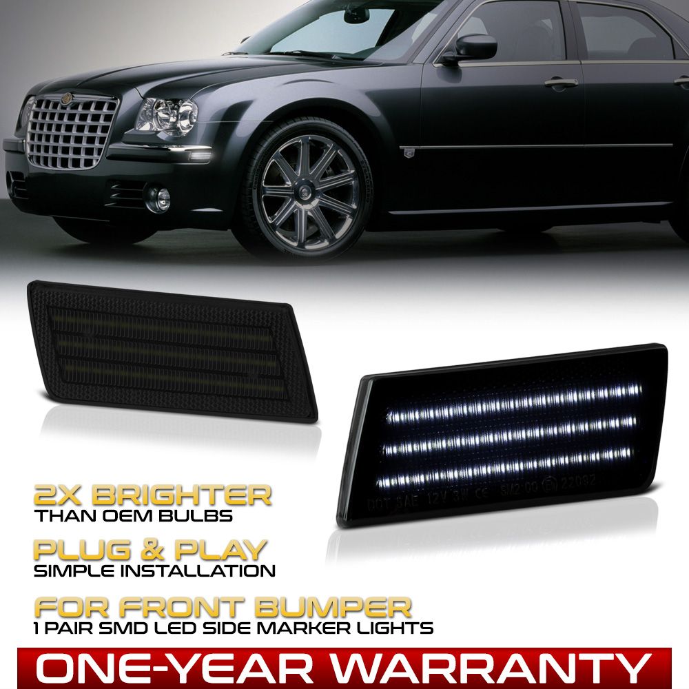 0514 Chrysler 300 White LED Side Marker Lights Smoked Lens LACSML
