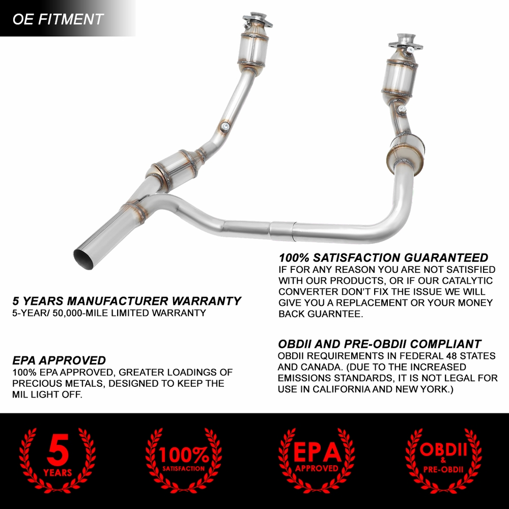 Stainless Steel Catalytic Converter Y-Pipe For 2007-2009 Jeep Wrangler JK 3.8L 11 thumbnail image