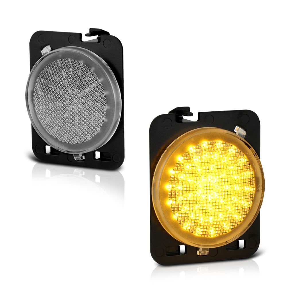 0718 Jeep Wrangler JK Amber LED Side Marker Lights Clear Lens LAC