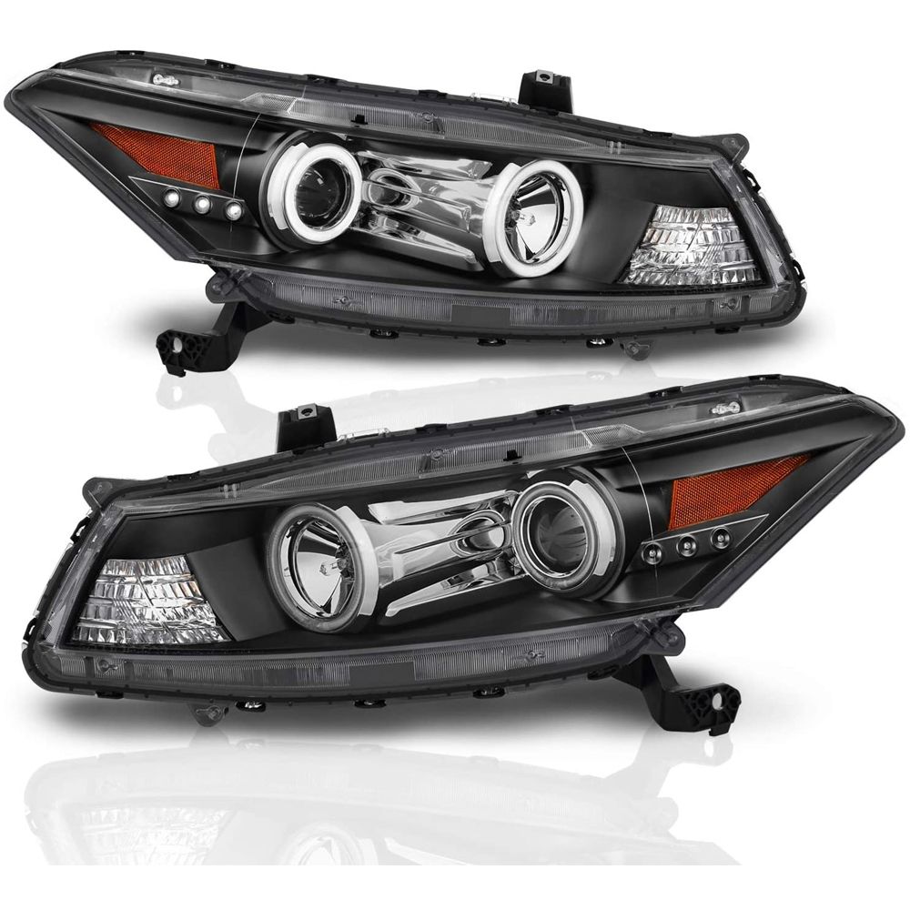 0810 Honda Accord 2DR Coupe CCFL Halo Projector Headlights Black