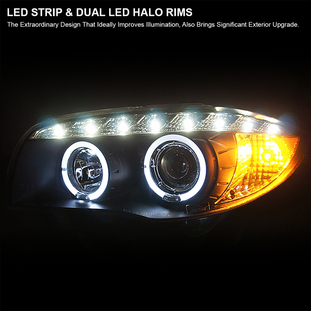 20082013 BMW 1Series E87 Dual Halo & LED Projector Headlights Black