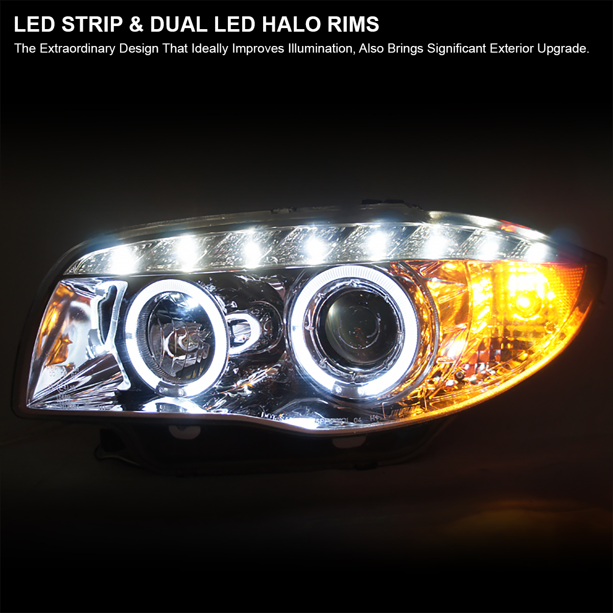 20082013 BMW 1Series E87 Dual Halo & LED Projector Headlights Chrome