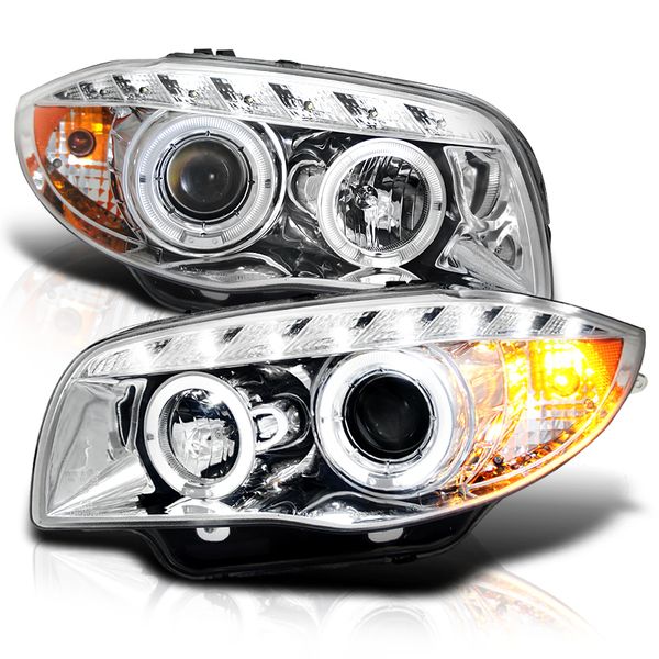 20082013 BMW 1Series E87 Dual Halo & LED Projector Headlights Chrome