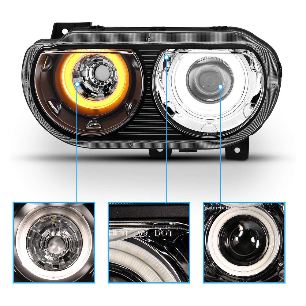 CG 0814 Dodge Challenger [HID Model] LED Halo Projector Headlights