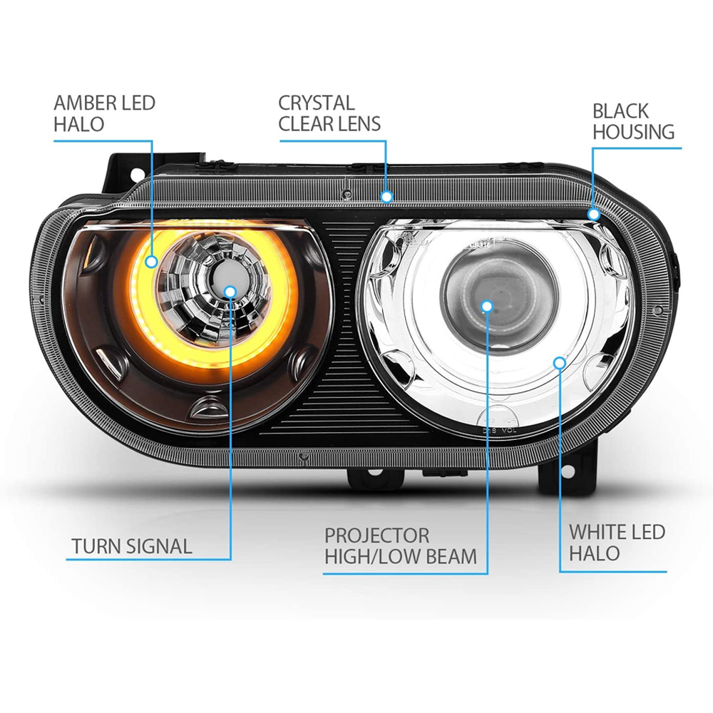 CG 0814 Dodge Challenger [HID Model] LED Halo Projector Headlights