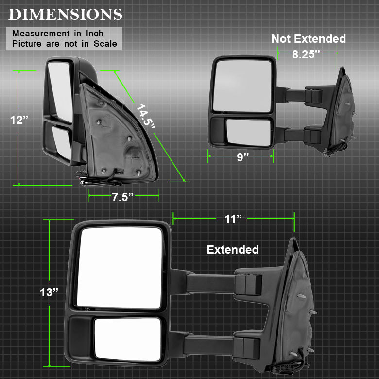 Factory Style Tow Mirrors 9916 Ford F250/350/450/550 Super Duty