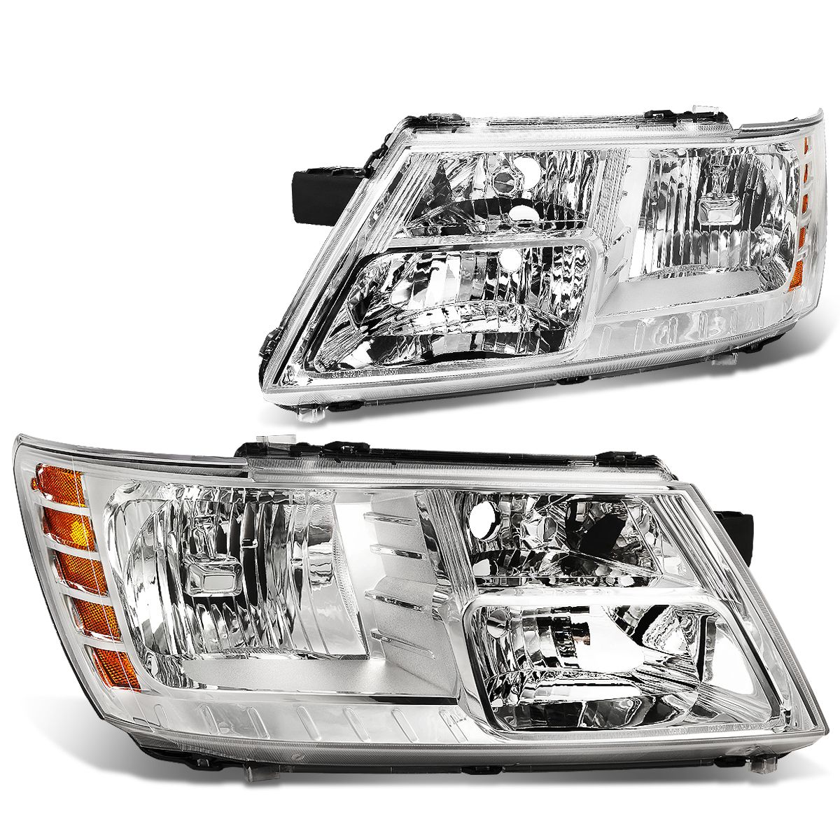 0917 Dodge Journey Headlight Assembly (Driver & Passenger Side) Chrome Amber