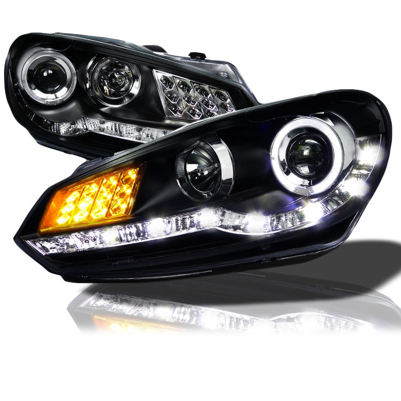 102013 Volkswagen Golf / GTI MK6 DRL LED Strip Projector Headlights Blac