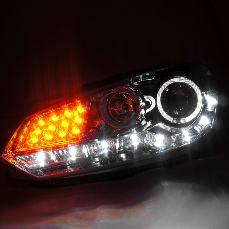 102013 Volkswagen Golf / GTI MK6 DRL LED Strip Projector Headlights Chro