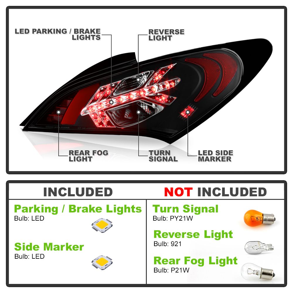 Spyder 1012 Hyundai Genesis Coupe Euro Style LED Tail Lights Black