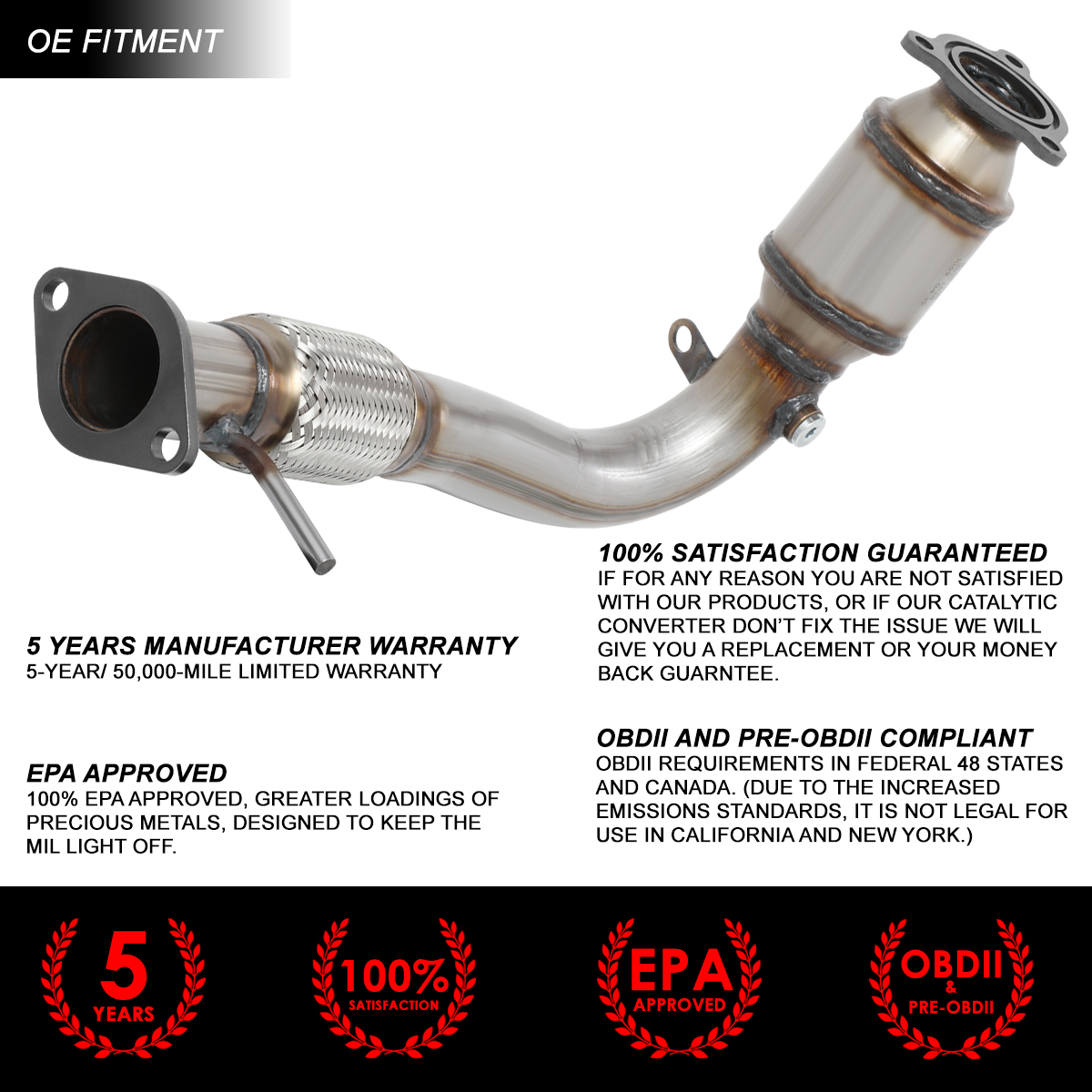 1014 Chevy Equinox GMC Terrain 2.4L Catalytic Converter Flex Exhaust Pipe